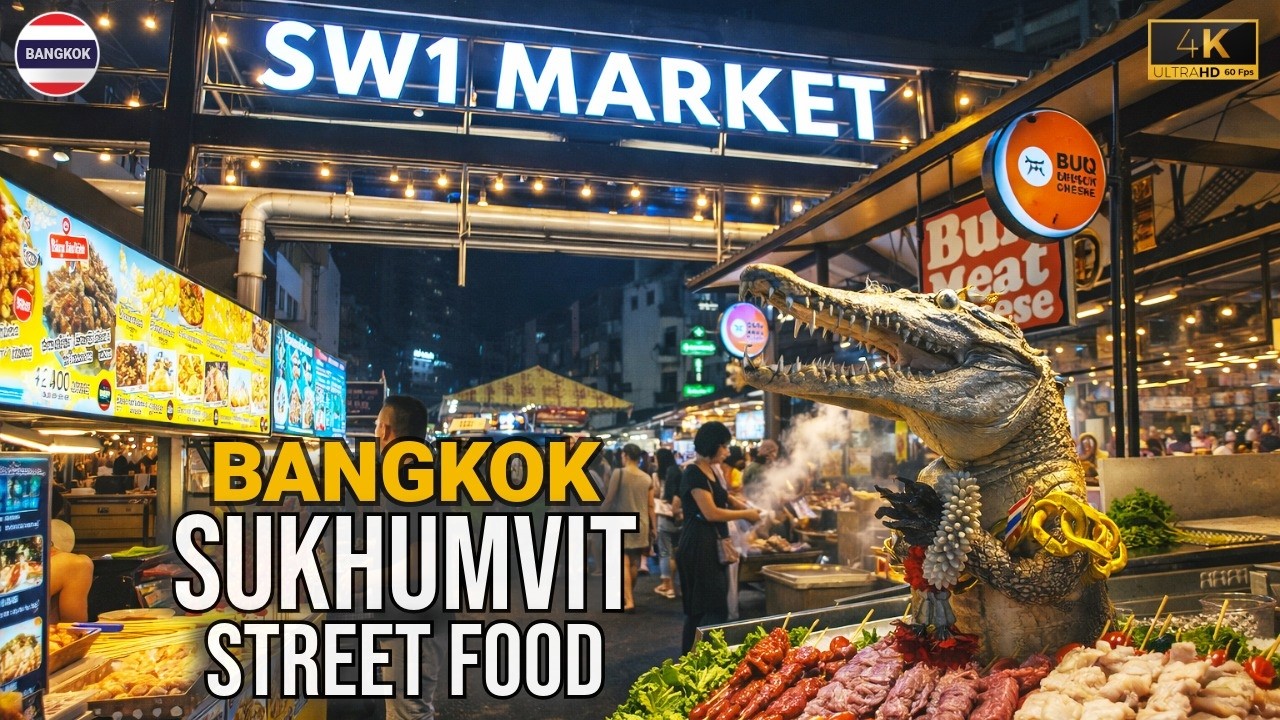 Уличная еда на ночном рынке Бангкока 🇹🇭 SW1 Сукхумвит | 4K прогулка