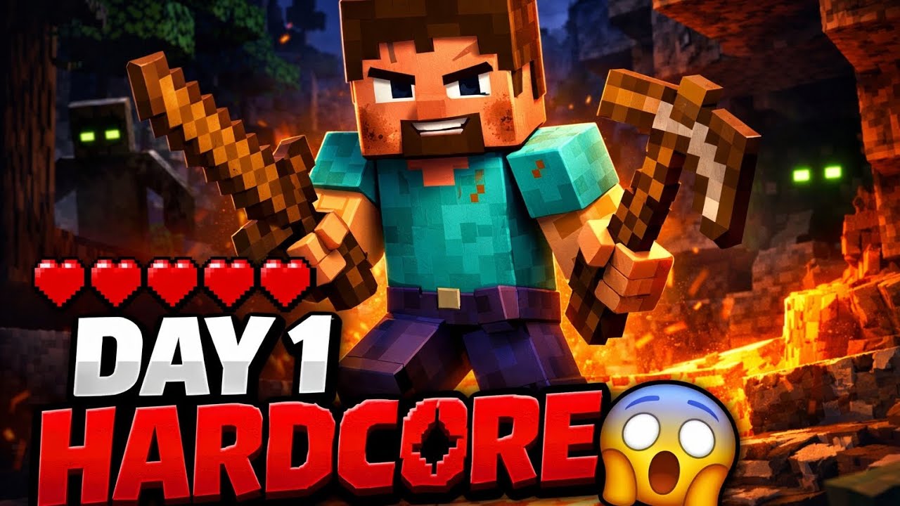 Minecraft Hardcore Day 1 😱Survive… or world delete 💀 - YouTube