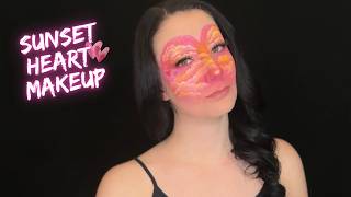 Valentines Day Sunset Sky Heart Face Paint Makeup | Valentines Day Makeup