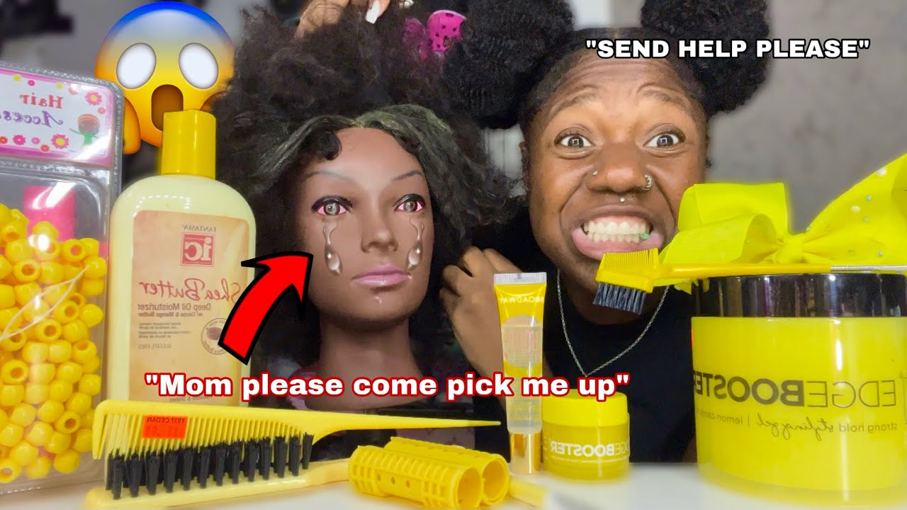 Doing my Mannequin THICK NAPPY Hair Only using Yellow Products YouTube