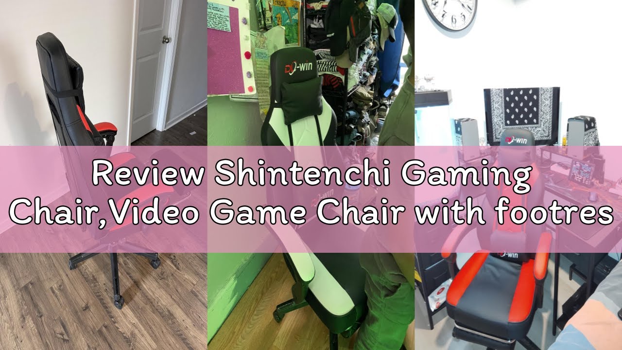 Review Shintenchi Gaming Chair,Video Game Chair with footrest and Massage Lumbar Support,Height Adju