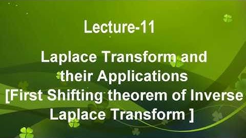 Lecture-11 Inverse Laplace Transform-First Shifting theorem in Hindi