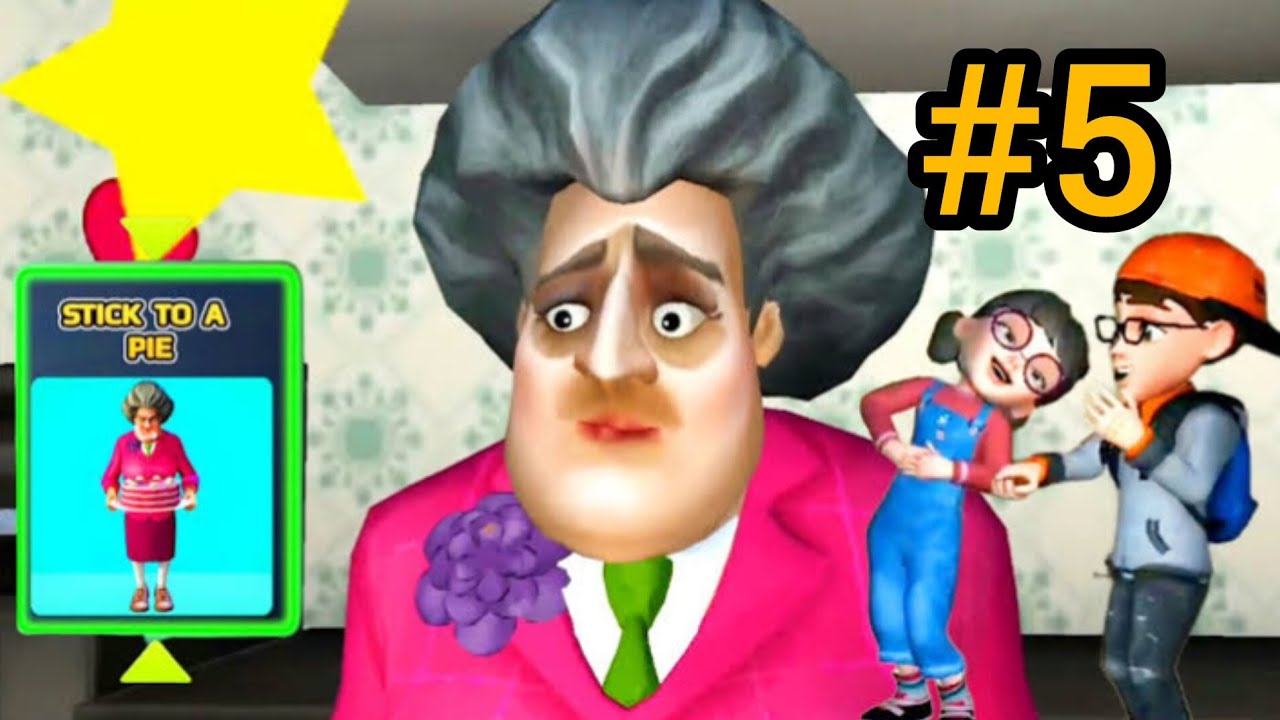 Scary Teacher 3D Winter Special 2023 level 5 ||  stick to a pie Walkthrough (iOS Android)