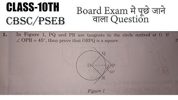 Class-10th CBSC/PSEB Q. PQ and PR are tangents to the circle centred at O. If angle OPR=45, then...