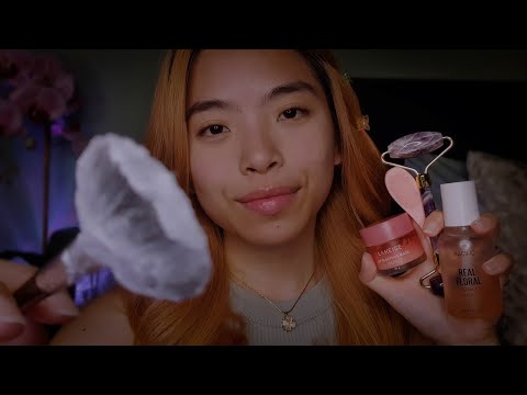 ASMR Soothing Summer Skincare 🌺 Gentle Cleanse & Face Massage for Sleep