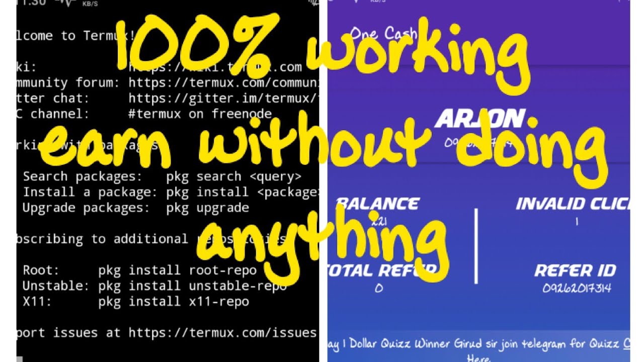 How To Earn Btc With Termux Onecash Termux Unlimited Btc - 