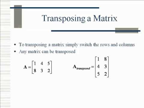 Excel Matrix Operations   Transposing a Matrix