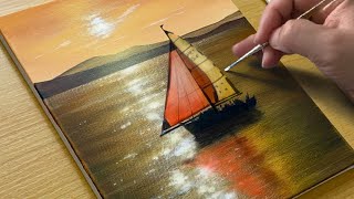 Sunset Seascape / Acrylic Painting for Beginners / STEP by STEP