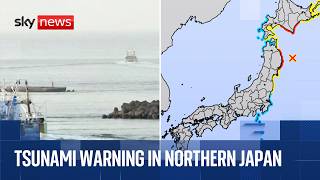 Major earthquake triggers tsunami warning in ​northeastern Japan | Sky News coverage screenshot 4