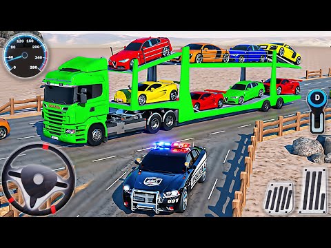 US Police Car Truck Transporter Driving - Multi Level Car Driver Simulator - Android GamePlay #2