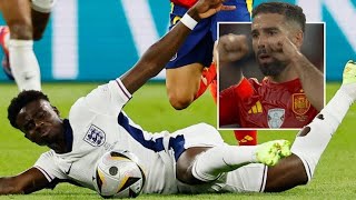 Dani Carvajal Crying Gesture To Bukayo Saka After England Complained Foul, Harry Kane Yellow Card