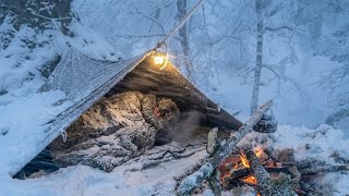 TRAPPED UNDER A TREE IN A BRUTAL BLIZZARD | SOLO WINTER SURVIVAL