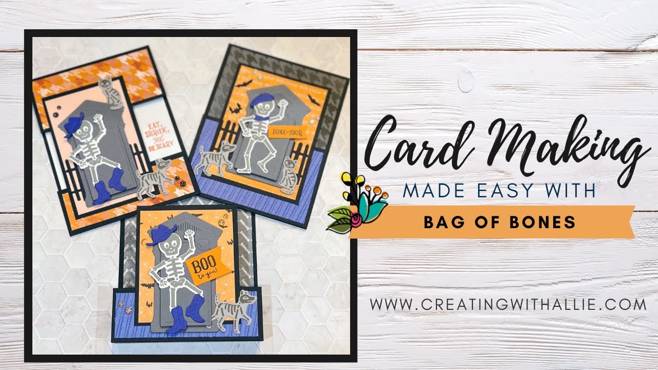 New Card Class -  3 fun folds for Halloween featuring the Bag of Bones Bundle from Stampin' Up!