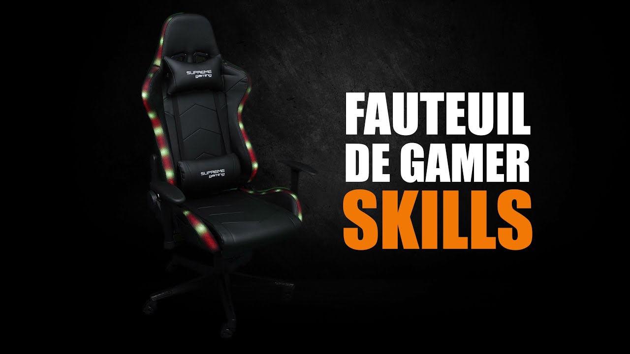 Chaise de bureau gamer SKILLS, revêtement synthétique  noir avec LED, IDIMEX