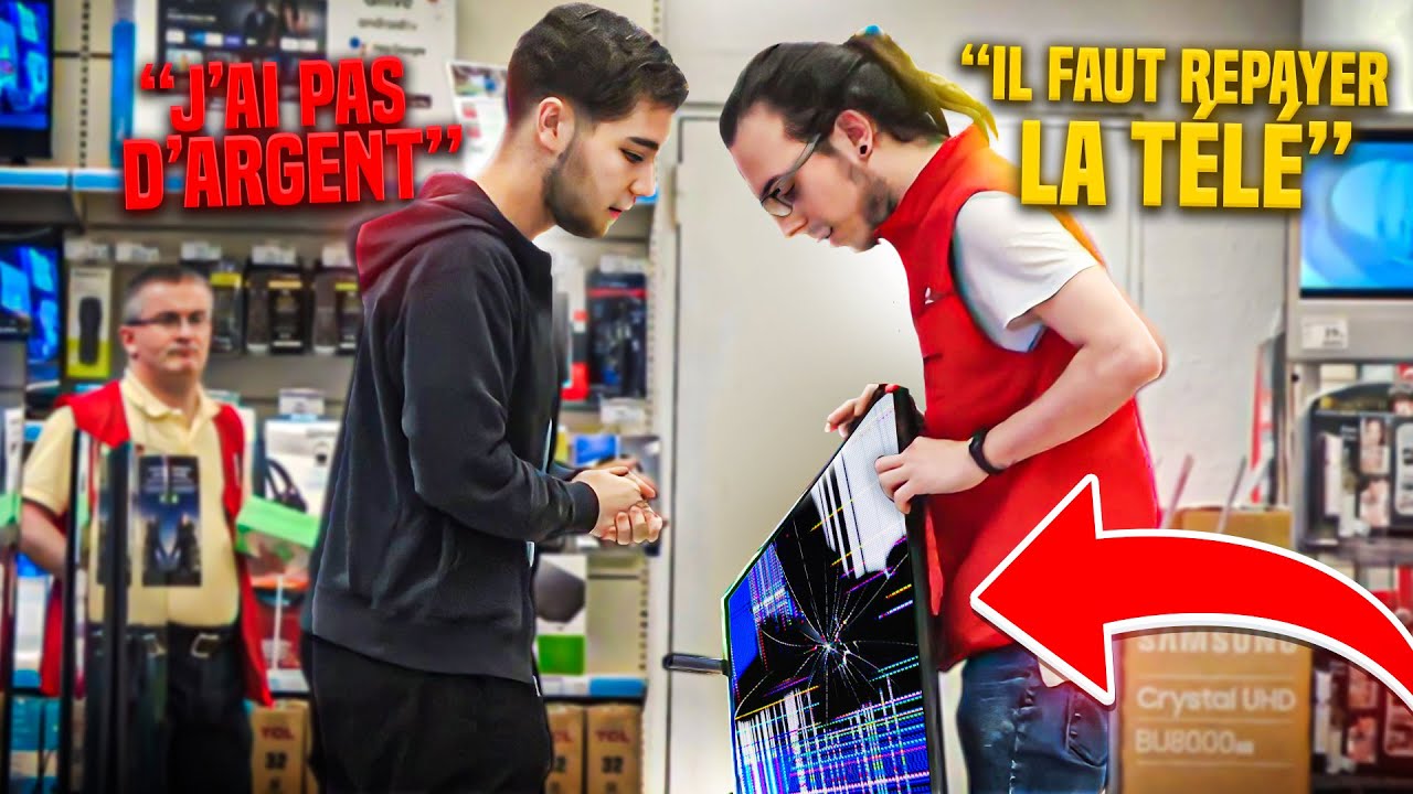 PRANK CASSER UNE TÉLÉ DEVANT UN VENDEUR !