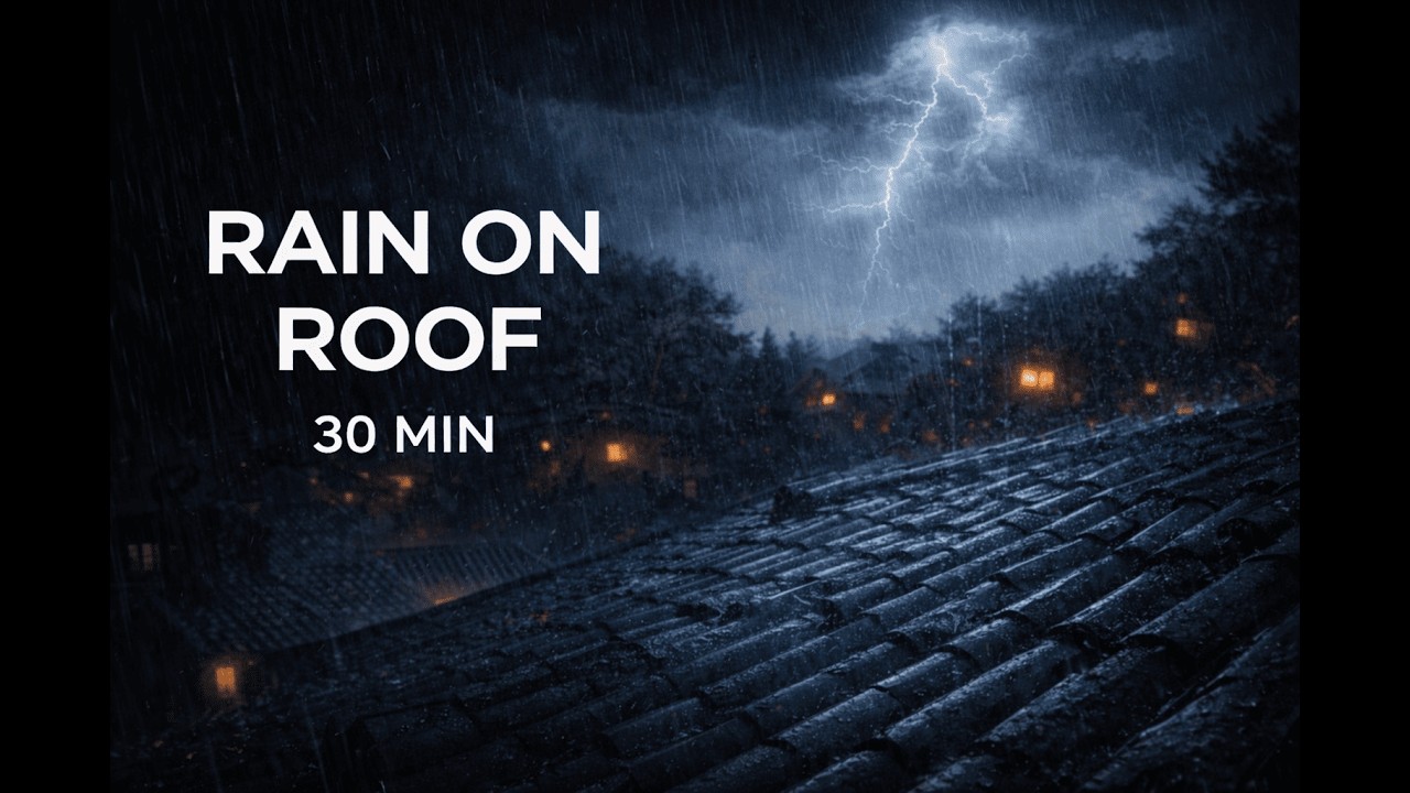 Heavy Rain on Rooftop (30 Min) | Deep Sleep Thunder Ambience