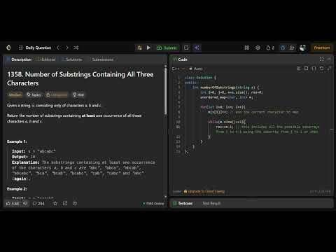 Leetcode 1358 || leetcode daily solution 30-06-2026 || C++ solution