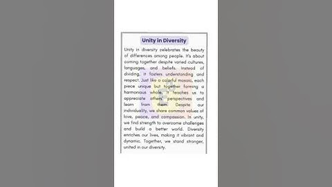 🔴Unity In Diverslity Essay On Unity In Diverslity | Unity In Diverslity Essay In English