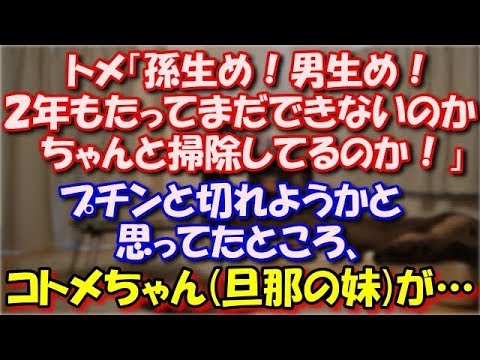 【スカッとする話】 トメ「孫生め！男生め！２年もたってまだできないか！姑を敬え！」いい加減いい嫁キャンペーン終了!プチンと切れようかと思ってたころ、コトメちゃん(旦那の妹)が… スカッと修羅場ラバンダ