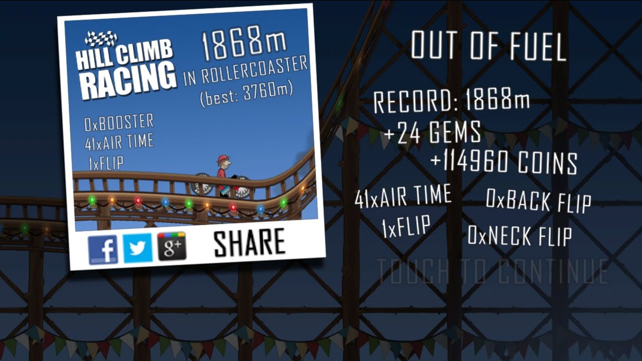 Hill Climb Racing: Quad Bike & Rollercoaster 1868m (WR)