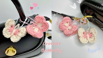 Crochet Butterfly Keychain 🦋| Easy Crochet Keychain Tutorial | Móc Móc Khoá Bướm