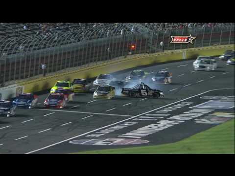 2009 NASCAR Truck Series Mike Skinner spins and ge...