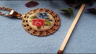 Как сделать кулон, микровышивка на шёлке шёлковыми нитками, схема МК Как сделать кулон, микровышивка на шёлке шёлковыми нитками, схема МК