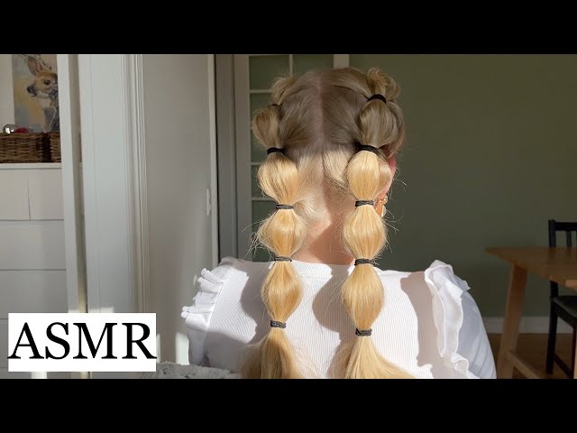 ASMR | Making bubble braids in my friend's hair 🤍 (hair styling, hair play, brushing, no talking)
