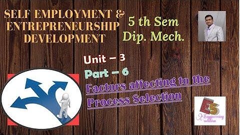 SEED Unit-3 Part-6 Factors affecting to the Process Selection By P. N. Chhaniyara