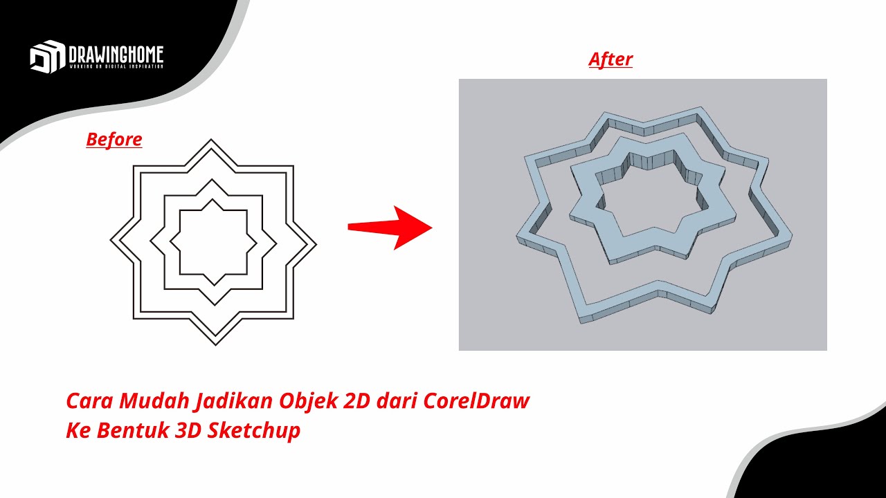 Auto Cepat ‼️ buat objek 2D jadi 3D dari CorelDraw #coreldraw #sketchup ...