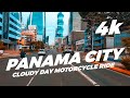 Cloudy day motorcycle ride around Panama City.  Panama City 4K.