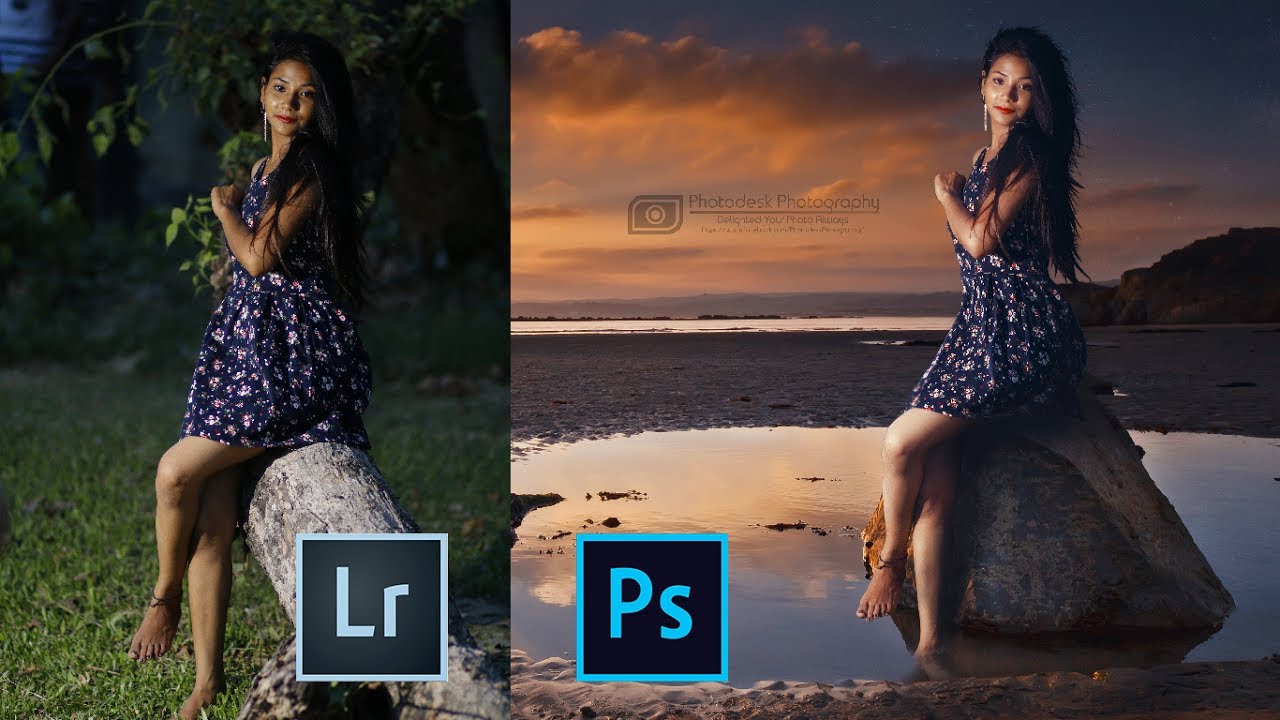 Photoshop Lightroom Tutorial | Outdoor Photo Background Change & Sunset