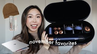 NOVEMBER FAVORITES | winter accessories, the best brow gel &amp; liquid highlighter, dyson airwrap