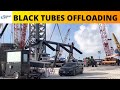 Offloading Black Piping, Sunday Morning August 1, 2021. SpaceX Launch Site Starbase Texas