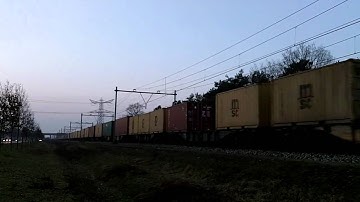 Red Class66 Diesel Locomotive PB12 Crossrail with the Neuss Shuttle Container Train