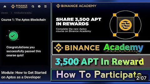 Binance New Introduction to Aptose Course || APT in Reward Pool || Binance Academy Course |#binance 