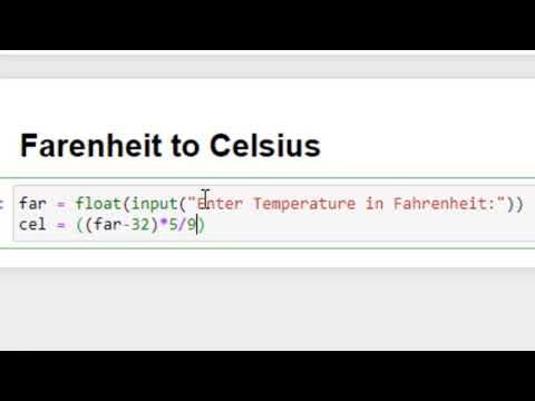 Fahrenheit to Celsius in Python using Jupyter Notebook - YouTube
