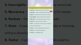 10 Important One Word Substitution #vocabs #shorts