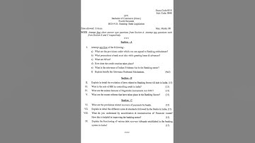 Bcom banking hons. 4th sem(bank legislation) pu previous year question paper 2021