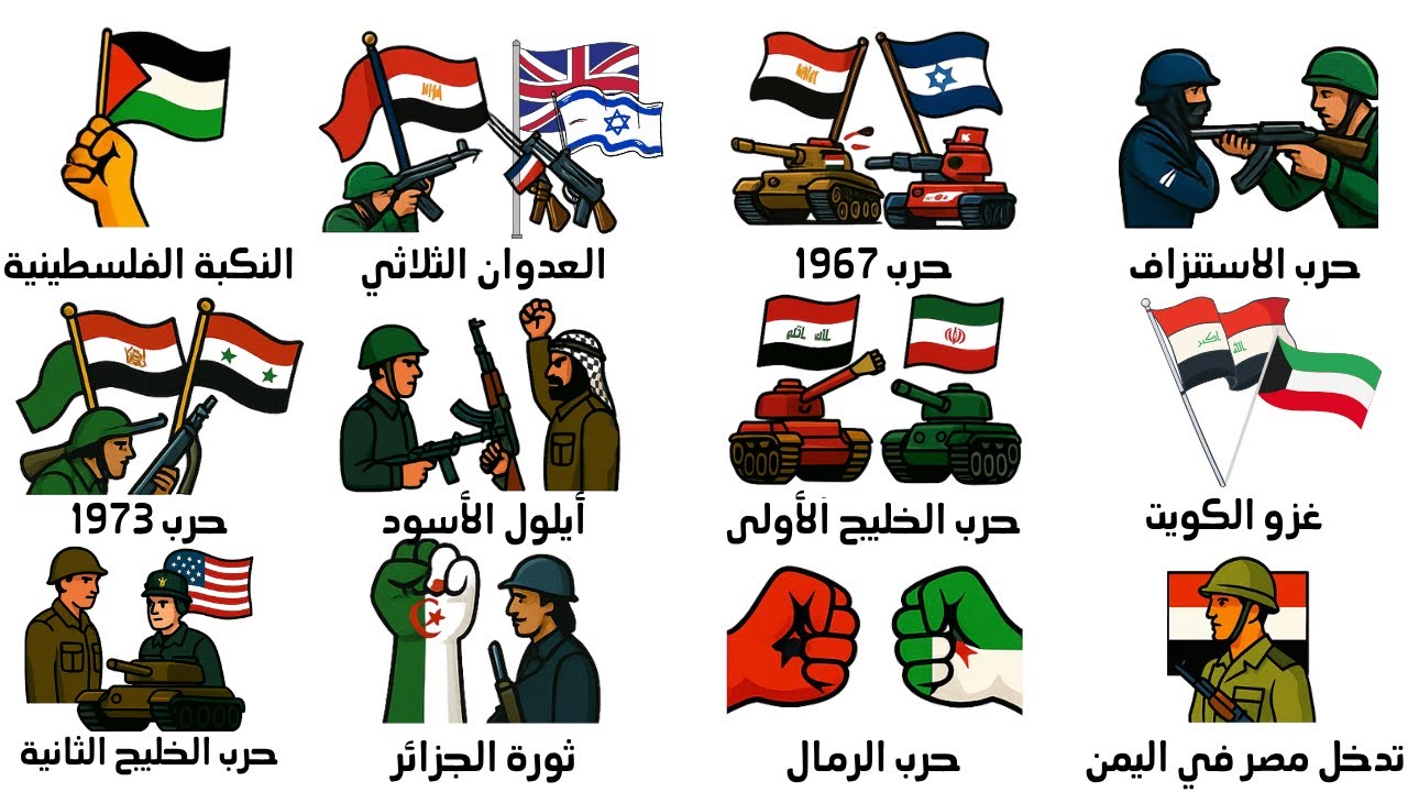 شرح كل حروب الدول العربية اخر 100 عام في 9 دقائق