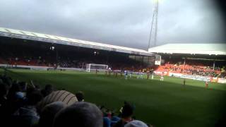 Gers fans at aberdeen in lead up to penalty.