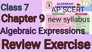 Review Exercise, Algebraic expressions, Chapter 9,Class7, AP SCERT new syllabus