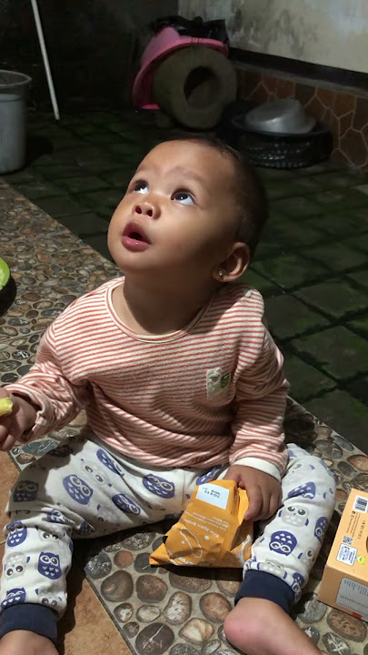 Chubby little brother is having fun eating snacks while looking at geckos #funny #babychattering ...