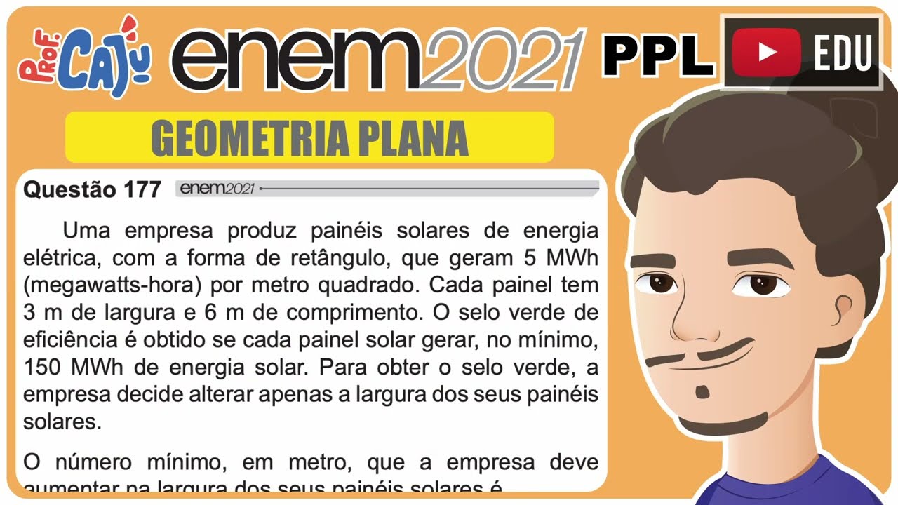 [ENEM 2021 PPL] 177 📘 GEOMETRIA PLANA Uma empresa produz painéis solares de energia elétrica, com a