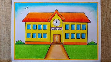School drawing easy| My School Drawing| School Scenery Drawing| How to draw School step by step