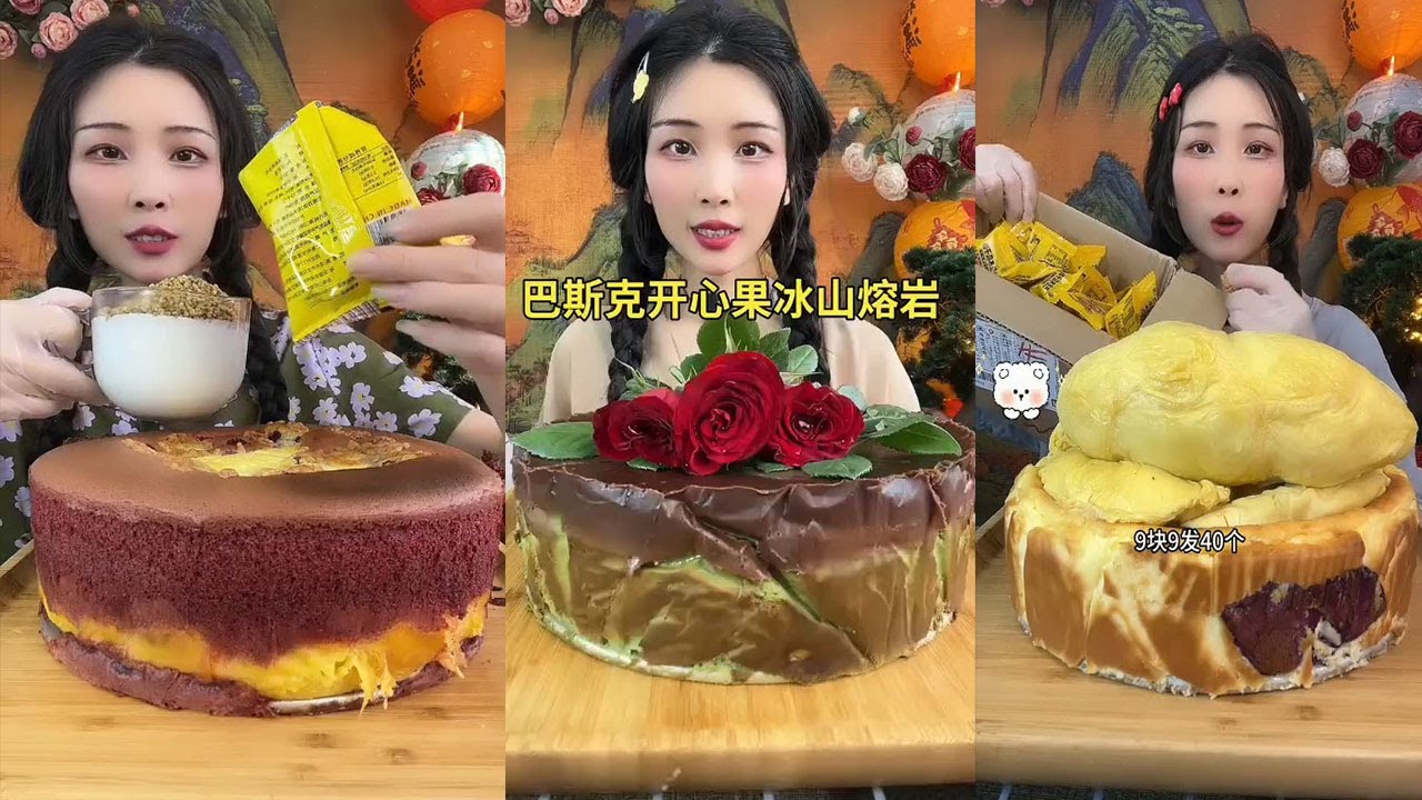 Asmr Crepe Roll Cake, Mochi, Crepe Cake, Container || Kwai Dessert Eating Video