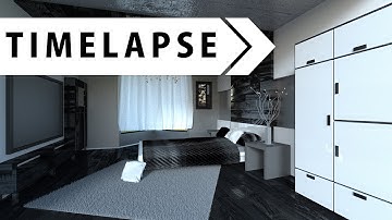 Black and White Bedroom Timelapse - BLENDER (Modeling and Texturing bedroom)