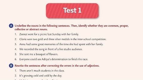 Test-01 | Class-VII | Part-01 | Collins English grammar and composition book