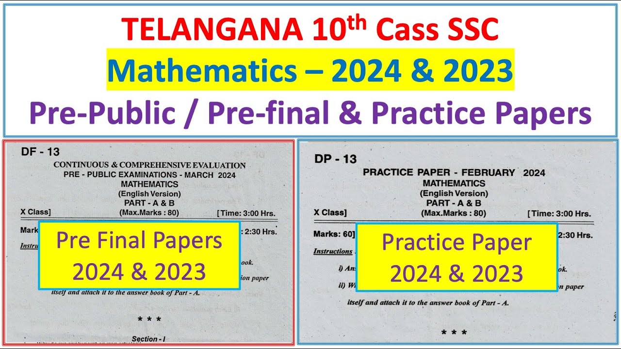 10th class Maths 2024 Pre Final exam question paper Telangana TG TS Pre ...