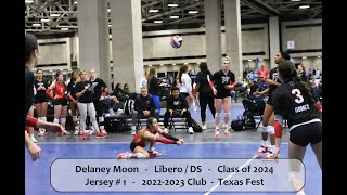 Delaney Moon #1 Libero Volleyball Highlights - TX Fest Tournament 2023